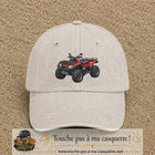 Casquette Beige clair délavé 100% coton avec motif Quad rouge tout-terrain 7 cm - image principale