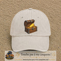 Casquette baseball Beige clair délavé 100% coton avec motif Coffre au trésor 7 cm - image principale