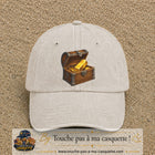Casquette baseball Beige clair délavé 100% coton avec motif Coffre au trésor 7 cm - image principale