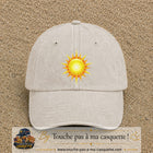 Casquette baseball Beige clair délavé 100% coton avec motif Soleil rayonnant 7 cm - image principale