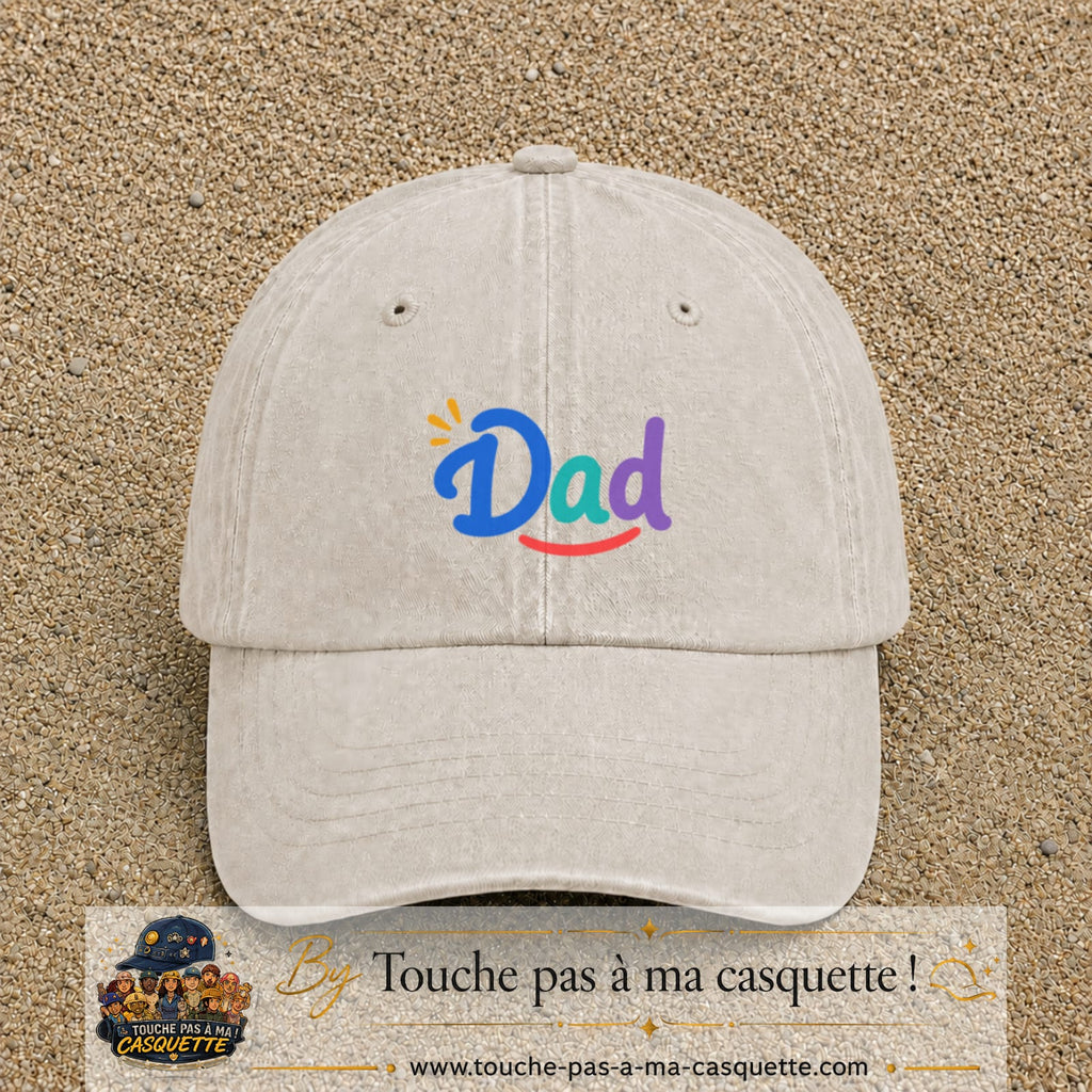 Casquette baseball Beige clair délavé 100% coton avec visuel Dad coloré 5 cm - image produit principale