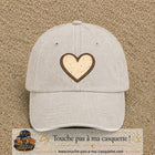 Casquette Beige clair délavé 100% coton avec motif Cœur bohème 7 cm - image principale