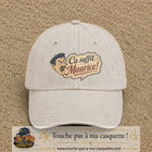 Casquette baseball Beige clair délavé 100% coton avec visuel Ça suffit Maurice avec personnage 7 cm - image produit principale