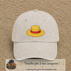 Casquette baseball Beige clair délavé 100% coton avec motif Chapeau de paille 5 cm - image principale