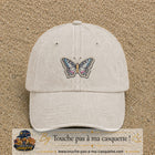 Casquette Beige clair délavé motif Papillon enchanté 5 cm - vue principale