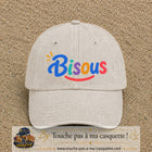Casquette baseball Beige clair délavé 100% coton avec visuel Bisous coloré 7 cm - image produit principale