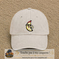 Casquette Beige clair délavé 100% coton avec motif Banane cool pouce levé 7 cm - image principale