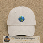 Casquette baseball Beige clair délavé 100% coton avec visuel Planète Terre réaliste 5 cm - image produit principale