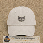 Casquette Beige clair délavé motif Hibou sage 5 cm - vue principale