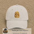 Casquette baseball Beige clair délavé 100% coton avec motif Lion astrologique 7 cm - image principale
