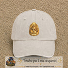 Casquette baseball Beige clair délavé 100% coton avec motif Lion astrologique 7 cm - image principale