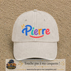 Casquette baseball Beige clair délavé 100% coton avec visuel Prénom Pierre coloré 7 cm - image produit principale