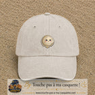 Casquette Beige clair délavé motif Lune kawaii 5 cm - vue principale