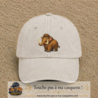 Casquette Beige clair délavé 100% coton avec motif Mammouth cartoon 7 cm - image principale