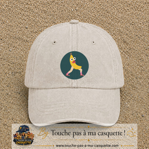 Casquette baseball Beige clair délavé 100% coton avec visuel Banane drôle 7 cm - image produit principale