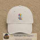 Casquette baseball Beige clair délavé 100% coton avec motif Éléphant aux ballons 7 cm - image principale