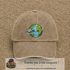 Image principale produit115grosBF - casquette Beige foncé délavé avec visuel Monde kawaii avion 7 cm