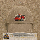 Image principale produit93grosBF - casquette Beige foncé délavé avec visuel Voiture rouge 7 cm