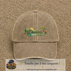 Casquette Beige foncé délavé avec motif Prénom Damien nature et cerf en 5 cm – vue principale