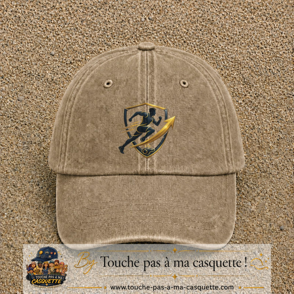 Casquette Beige foncé délavé avec motif Coureur et sifflet de coach en 7 cm – vue principale