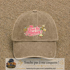 Casquette Beige foncé délavé avec motif Vive les Mariés en 7 cm – vue principale
