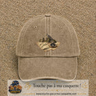Casquette Beige foncé délavé avec motif Montagne sur carte avec boussole en 7 cm – vue principale