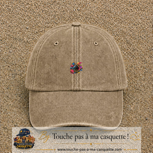 Casquette Beige foncé délavé avec motif As de pique et jetons de poker en 3 cm – vue principale