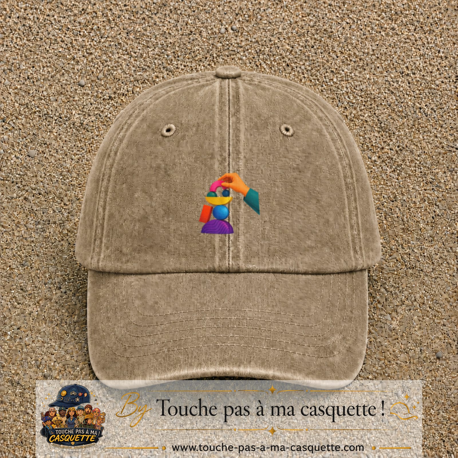 Image principale casquette Beige foncé délavé avec motif Jeu d’équilibre 5 cm