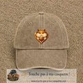 Casquette Beige foncé délavé avec motif Hamster au gland dans un cœur en 7 cm – vue principale