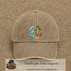 Casquette Beige foncé délavé motif Glace tropicale logo 7 cm