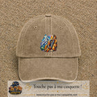 Image principale casquette Beige foncé délavé avec motif Mousqueton de montagne 7 cm
