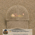 Casquette Beige foncé délavé avec motif Prénom Charlène fleuri en 7 cm – vue principale
