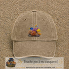Image principale casquette Beige foncé délavé avec motif Récif aux poissons 7 cm
