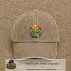 Image principale casquette Beige foncé délavé avec motif Fer à cheval chanceux 7 cm
