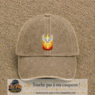 Casquette Beige foncé délavé motif Colombe lumineuse logo 7 cm