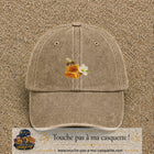 Image principale casquette Beige foncé délavé avec motif Abeille et miel 5 cm