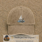 Image principale casquette Beige foncé délavé avec motif Voilier et ancre 7 cm