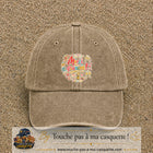 Casquette Beige foncé délavé avec motif Merci les Fiancés en 7 cm – vue principale