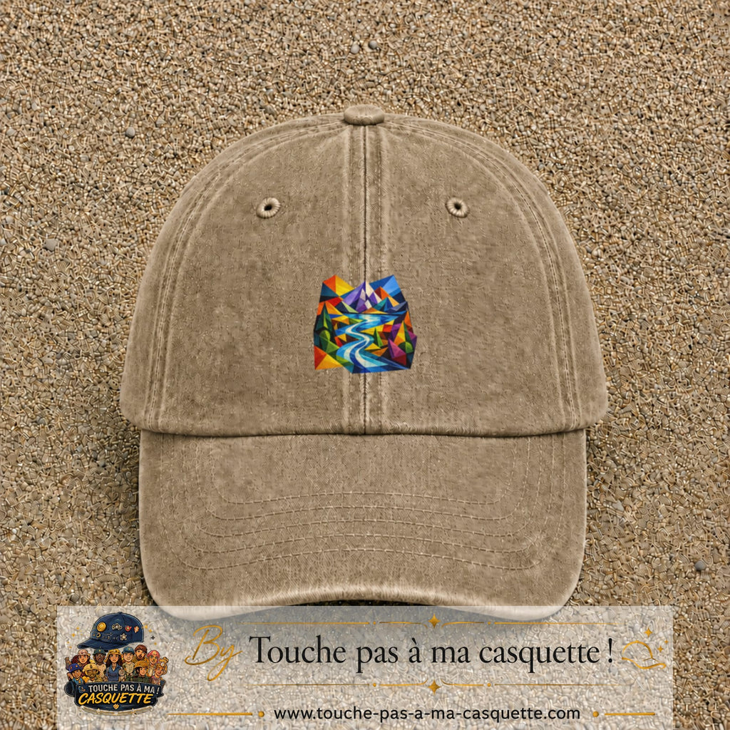 Image principale casquette Beige foncé délavé avec motif Rivière de montagne 5 cm