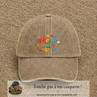 Casquette Beige foncé délavé avec motif Merci Prof coloré en 7 cm – vue principale