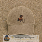Image principale casquette Beige foncé délavé avec motif Cheval et fer porte-bonheur 7 cm