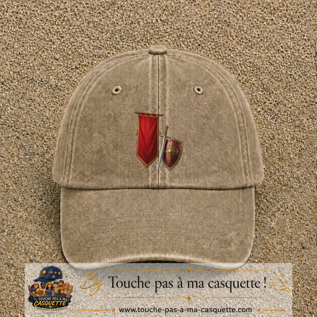 Image principale casquette Beige foncé délavé avec motif Bouclier médiéval 7 cm