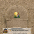 Casquette Beige foncé délavé motif Lapin sous la lune logo 7 cm