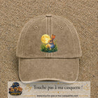 Casquette Beige foncé délavé motif Lapin sous la lune logo 7 cm