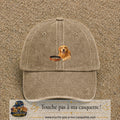 Image principale casquette Beige foncé délavé avec motif Chien avec collier 5 cm