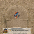 Casquette Beige foncé délavé motif Cheval géométrique logo 7 cm