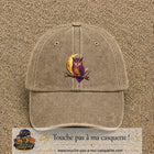 Casquette Beige foncé délavé motif Hibou lune logo 7 cm