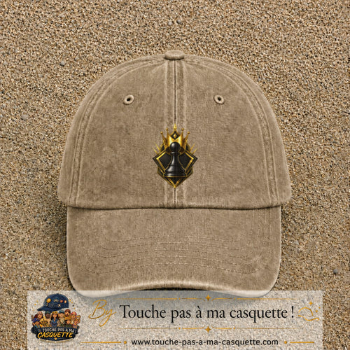 Image principale casquette Beige foncé délavé avec motif Pion d’échecs royal 7 cm