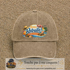 Casquette Beige foncé délavé avec motif Bonne retraite au bord de la mer en 7 cm – vue principale