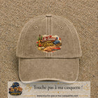 Casquette Beige foncé délavé avec motif Je t’aime mon Papa et ses passions en 7 cm – vue principale